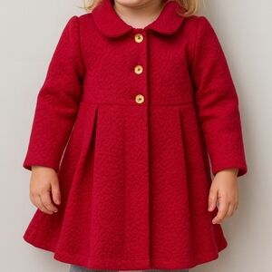 Nanette Kids Red Girls Embossed Dress Coat Size 2T